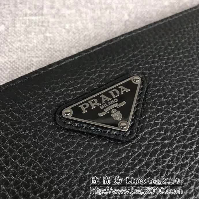 PRADA普拉達 官網同步 專櫃最新款式 頂級原單十字紋牛皮 男士手包 2NG003 DD1155